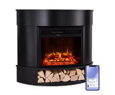 Klarstein Camino Elettrico Basso Consumo, Camino da Terra con Mensola, Camino Elettrico da Parete, Caminetto Elettrico 1800W, Camino Finto Decorativo con LED, Telecomando, Timer, Controllo Temperatura