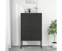 Tidyard Credenza,Armadio,Armadietto,Consolle,con Ripiani,6 Ante,in Acciaio,Credenza in Metallo,Nero,80x35x135 cm,Credenza in Acciaio,Mobiletto per Soggiorno in Metallo