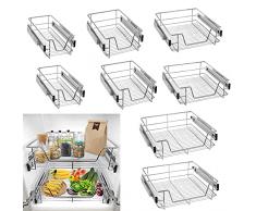 Froadp Cassetto Telescopico Estraibile Mensola da Cucina Ripiano Scaffale con Guide Scorrevoli Cestelli a Rete Stoccaggio Portabicchieri per 30cm Cucina Armadi (Larghezza effettiva 27cm, 2 pezzi)