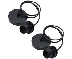 OMIGA 2 Pezzi Vintage Lampadario Kit Appendere Retro Lampadario E27 Lampade a Sospensione Accessori Lunghezza Regolabile Ideale per Lampade a Sospensione Accessori Lampada Fai (Nero)