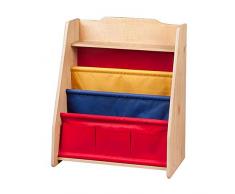 Xyanzi scaffali per Bambini Childrens Scaffale in Legno, Sling Storage Rack Esposizione del Supporto della Stanza della Scuola Materna con 3 Multipla di Colore Scatole Design Salva-Spazio