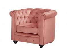 Vente-unique - Poltrona CHESTERFIELD in velluto Rosa cipria