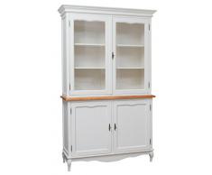 Biscottini Vetrina espositiva in Legno massello Bianco 207 x 125 x 42 cm | Credenza Legno o dispensa Cucina | Arredamento Shabby Chic casa | Mobile Cucina Vintage