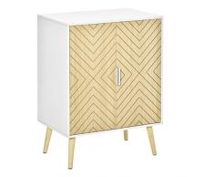 homcom Credenza Moderna in Legno, Mobiletto Multiuso con Ripiani per Soggiorno, Camera o Ingresso con 2 Antine e Mensola Regolabile, 60x40x80cm