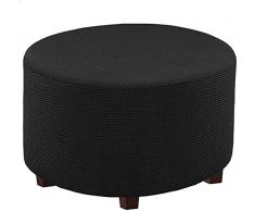 C/N Copri pouf rotondo elasticizzato fodera per ottomana copertura ottomana rivestimento ottomano pouf rotondo Copertura per poggiapiedi Nero