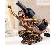 ZHXYY Portabottiglie Portabottiglie a Forma di Sirena Portabottiglie autoportante Portabottiglie salvaspazio in Resina può Contenere Una Bottiglia di Vino Rosso, per Cucina da Bar Dispensa