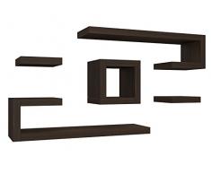 VE.CA-ITALY MENSOLA COMPOSIZIONE ILARY 4 CM IN LEGNO, ARREDO CASA, DESIGN 100% MADE IN ITALY, LIVING, CAMERA, CUCINA IN 10 DIVERSE COLORAZIONI (Wengè)