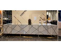 Casa Padrino armadio TV di lusso bianco-grigio/oro 267 x 44 x A. 60 cm - Credenza soggiorno con 6 ante - Mobili TV di lusso per soggiorno - Qualità di Lusso