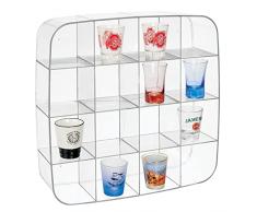 mDesign Moderno espositore da parete in plastica senza BPA – Scaffale quadrato con 16 scomparti per smalti, profumi, oggettistica – Perfetto come portaspezie in cucina – trasparente