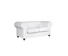 Dabudae Divano 2 posti Chesterfield, similpelle bianca