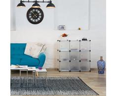 Relaxdays Gmbh Relaxdays 10021955_46 Armadietto con Ante, Divisorio Casa in Plastica, 9 Scomparti, 95 x 95 x 32 cm, Nero, 95.5x32x95.5 cm