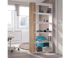 Libreria Santa Cruz in Legno Design Moderno Scaffale Scafalatura Mensola Mobile per Libri con Ripiani per Soggiorno Salotto Ufficio Studio Stanzetta 180 x 90 x 25 cm Colore Bianco e Rovere Chiaro