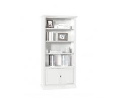 Mar.c.a. Design - Libreria Bianca da Parete, Mobile Soggiorno Multiuso - Libreria con Cassetti Color Bianco Opaco Elegante in Legno di Pioppo Arte Povera Made in Italy - Mis. 90x41x186h