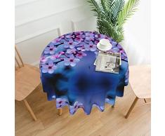 DMORJ Tovaglia rotonda con stampa di fiori di ciliegio rosa :: Tovaglia rotonda in poliestere lavabile, perfetta per tavoli da buffet, feste, pranzo da picnic. - 152 cm