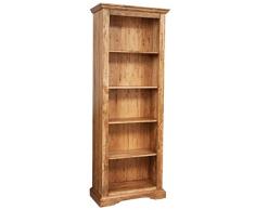 Biscottini Libreria scaffale legno Made in Italy - Scaffali in legno massello 211x38x79 cm - Scaffale libreria da terra - Scaffali legno