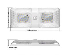 Kriogor Lampade LED, 48LED 600LM 12V Plafoniera RV per Auto Lampada da Soffitto con Interruttore, Universale per Auto Camper Caravan Caravan Camper