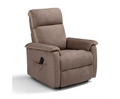 REDÒKASA Poltrona Relax Manhattan in Tessuto, Elettrica 2 motori, Reclinazione schiena/gambe indipendenti, Roller System, Memory Foam