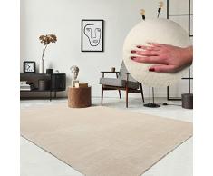 the carpet il tappeto Relax Tappeto moderno a pelo corto, fondo antiscivolo, lavabile fino a 30 gradi, morbidissimo, effetto pelliccia, beige, 120 x 170 cm