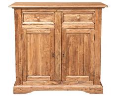 Biscottini Credenza Country in Legno massello di Tiglio Finitura Naturale 110x45x103 cm