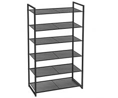 SONGMICS Scarpiera a 6 Ripiani, Scaffale Portascarpe Impilabile, Organizzatore per 18-24 Paia di Scarpe, Metallo, 63 x 30 x 112 cm (L x P x A), Nero LMR086B01