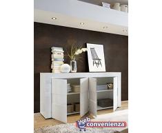 Web Convenienza Madia con 4 Ante Made in Italy – Credenza Contenitore Collezione Easy per Soggiorno Cucina Ingresso Sala da Pranzo Mobile Design moderno originale - Colore Bianco e Cemento
