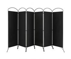 COSTWAY Paravento Pieghevole a 6 Pannelli, Separé Divisorio Interno ed Esterno, Pannelli Divisori per Camera da Letto, Ufficio e Soggiorno