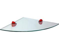 IB-Style - scaffale ad angoli quadrante mensola di vetro scaffale in vetro trasparente 25 x 25 cm, tasselli a espansione in metallo colore rosso - Reggimensole