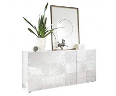 VE.CA. Mobile dingresso Madia a 3 Ante serigrafata Takao Bianco Lucido