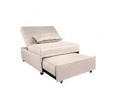 giordano shop Poltrona Letto Singolo Trasformabile 80x113x45 cm in Tessuto Beige