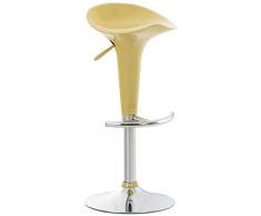 CLP Sgabello Design SADDLE in Plastica - Sgabello Penisola Cucina con Poggiapiedi - Sgabello Girevole Regolabile H 60-81cm - Sedia Sgabello Moderna Metallo Cromato, Carico Max 120kg Crema