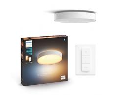 Philips Hue White Ambiance Denver, Plafoniera Smart, Grande, Bluetooh, Controllo Vocale 33.5 W, Telecomando Dimmer Switch Inlcuso, Bianca