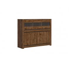 Hucoco KALIA | Madia da soggiorno in stile classico | 149x120,5x45,5 | 6 ante + 5 ripiani | Mobili soggiorno