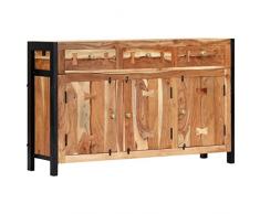 vidaXL Credenza con Cassetti e Scomparti con Ante Artigianale Elegante Moderna Robusta Armadietto Mobile Gambe in Acciaio Legno Massello di Acacia