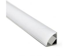 LineteckLED® - E12.019.18N Profilo angolare in alluminio 1metro con striscia LED 5050 18W 12V luce naturale (4500K) con copertura opaca in plexiglass - Barra rigida angolare 1m con striscia LED per cucina, armadio, cassetti, dispensa,