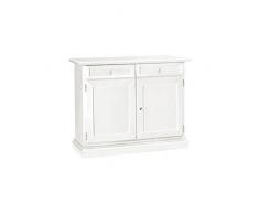 Credenza, Stile Classico, In Legno Massello E Mdf Con Rifinitura In Bianco Opaco - Mis. 105 X 42 X 85