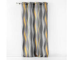 Douceur dintérieur, Tenda con occhielli, 140 x 280 cm, in poliestere stampato Ondulys, giallo/antracite