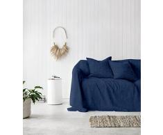 il dolce stile della tua casa telo copridivano copri poltrona copriletto in cotone gran foulard tinta unita made in Italy (blu, matrimoniale)