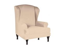 SINKITA Copridivano Coprisedili Wingback,Sedia Poltrona Elasticizzato Tinta Unita Poliestere Divano Protector Mobili Universale Fodera per Sedia A Orecchioni-Avorio-2 Pezzo