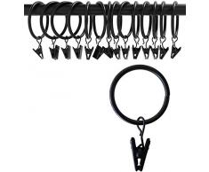 OOTSR Drappeggio Tenda Clip con Anelli (Φ50mm, Set di 16) - Inossidabile Matte Metallo Asta di Tenda Anelli a Clip con Occhielli per la Luce del Partito, Art Display, Tent (Nero, 2 Pollici)