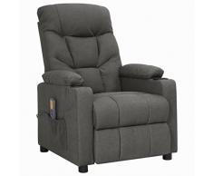 Gecheer Poltrona,Massaggiante,da Massaggio,Relax,Reclinabile,da TV,Tessuto,Grigio,con Poggiapiedi,73x94x101,5 cm,Poltrona Relax Reclinabile,Poltrona da TV,Poltrona per Anziani,Poltrona Relax