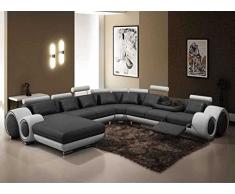 Deco In Paris Divano panoramico Pelle Grigio e Bianco Oslo - Angolo Sinistro