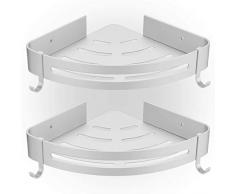 HBselect Set Composto da 2 Mensole Bagno in Lega di Alluminio-Magnesio Mensola Doccia Angolare con 2 Ganci Organizer Bagno Resistente Portaoggetti Doccia Antiruggine 3 Metodi di Installazione