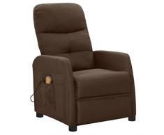vidaXL Poltrona Massaggiante Poltroncina per Massaggi Divano Singolo Massaggiatore Sedia TV Arredamento Marrone in Tessuto
