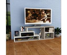 LUCA Set Soggiorno - Mobile TV Porta - Parete attrezzata in design moderno (Bianco / Avola)
