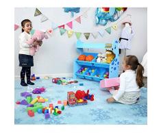 SONGMICS Scaffale per Giocattoli con Lati a Forma di Cervo 6 Contenitori e 1 Ripiano Scaffale per Bambini Dove Sistemare Giochi Libri Vestiti GKR21BU