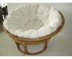 fantasie d oriente POLTRONA VIMINI PAPASAN RATTAN VIMINI NATURALE CANNA TORCILIONE Ø CM 115 NATURALE ARREDAMENTO GIARDINO COMPLETA DI CUSCINO POLTRONA ROTONDA NON RATTAN SINTETICO