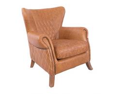 Poltrona Enfield, in pelle, stile vintage, con borchie in ottone (Columbia Brown)