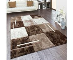 Tappeto Salotto Pelo Corto Effetto 3D Vintage Contorni Rifilati Motivo Moderno, Dimensione:80x150 cm, Colore:Marrone Beige