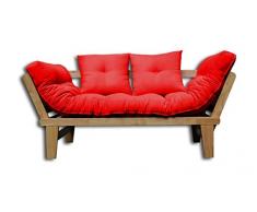 Divano-Letto Sésamo, Naturale, Rosso Futon, 200x82x32 cm.