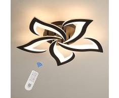 Riserva Plafoniera Led Soffitto Moderna Dimmerabile, 40W 4700LM Lampada da Soffitto con Telecomando/APP, Creativo Forma Di Fiore Lampadario in Acrilico Adatta Per Soggiorno Camera Da Letto, Φ60cm Nero